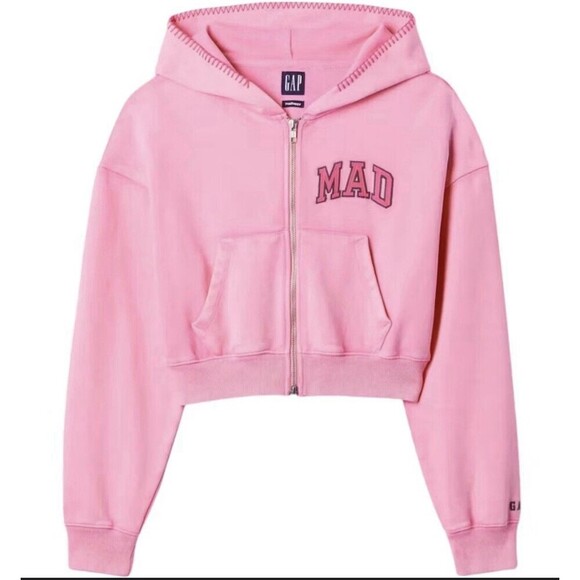 gap x madhappy Tops - Gap x MadHappy Medium Full Zip Cropped Hoodie Light Pink MSRP 108
